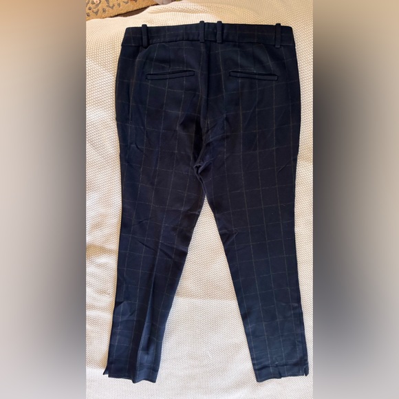 THEORY Navy Blue Checkered Straight Leg Slacks Women’s Pants Trousers - Picture 7 of 13